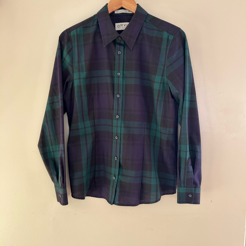 Orvis Green and Navy Button Down Shirt